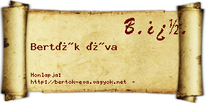 Bertók Éva névjegykártya
